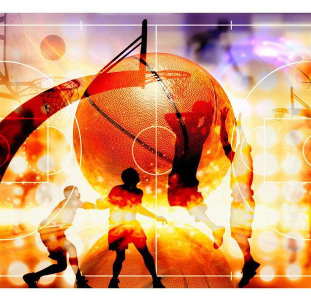 Peel & Stick Basketball Wall Mural - Basketball Collage - Removable Wall Decals