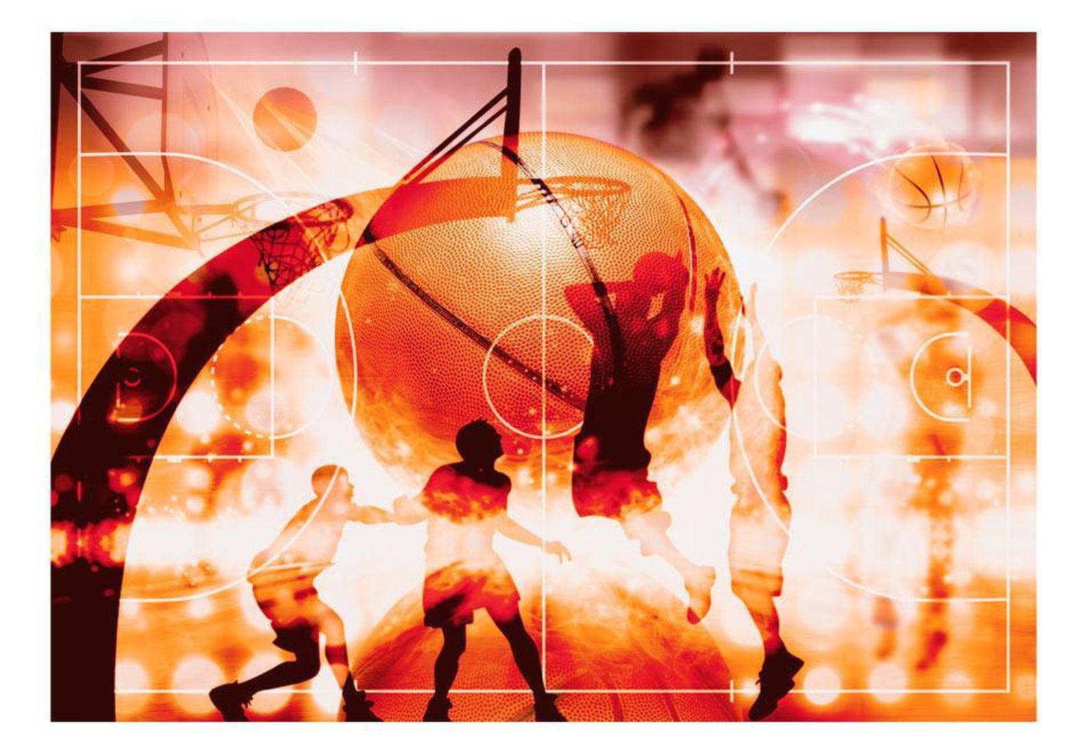 Peel & Stick Basketball Wall Mural - Basketball Game - Removable Wall Decals