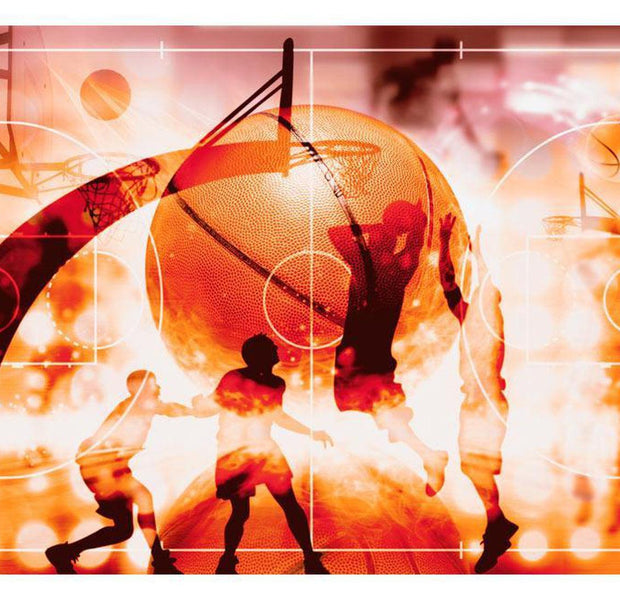 Peel & Stick Basketball Wall Mural - Basketball Game - Removable Wall Decals