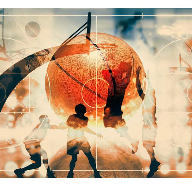 Peel & Stick Basketball Wall Mural - I Love Basketball - Removable Wall Decals