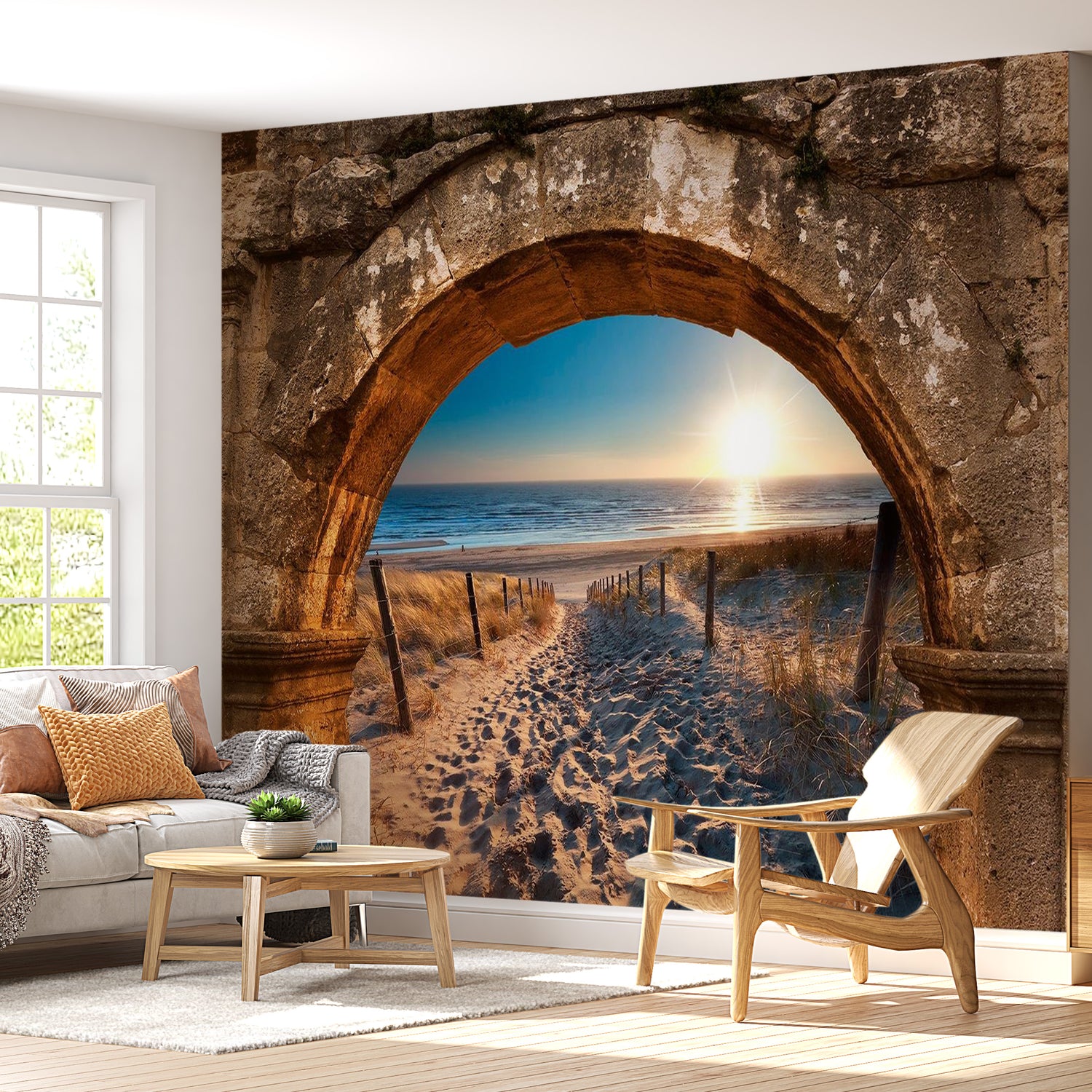 Peel & Stick Beach Wall Mural - Arch And Beach - Removable Wall Decals