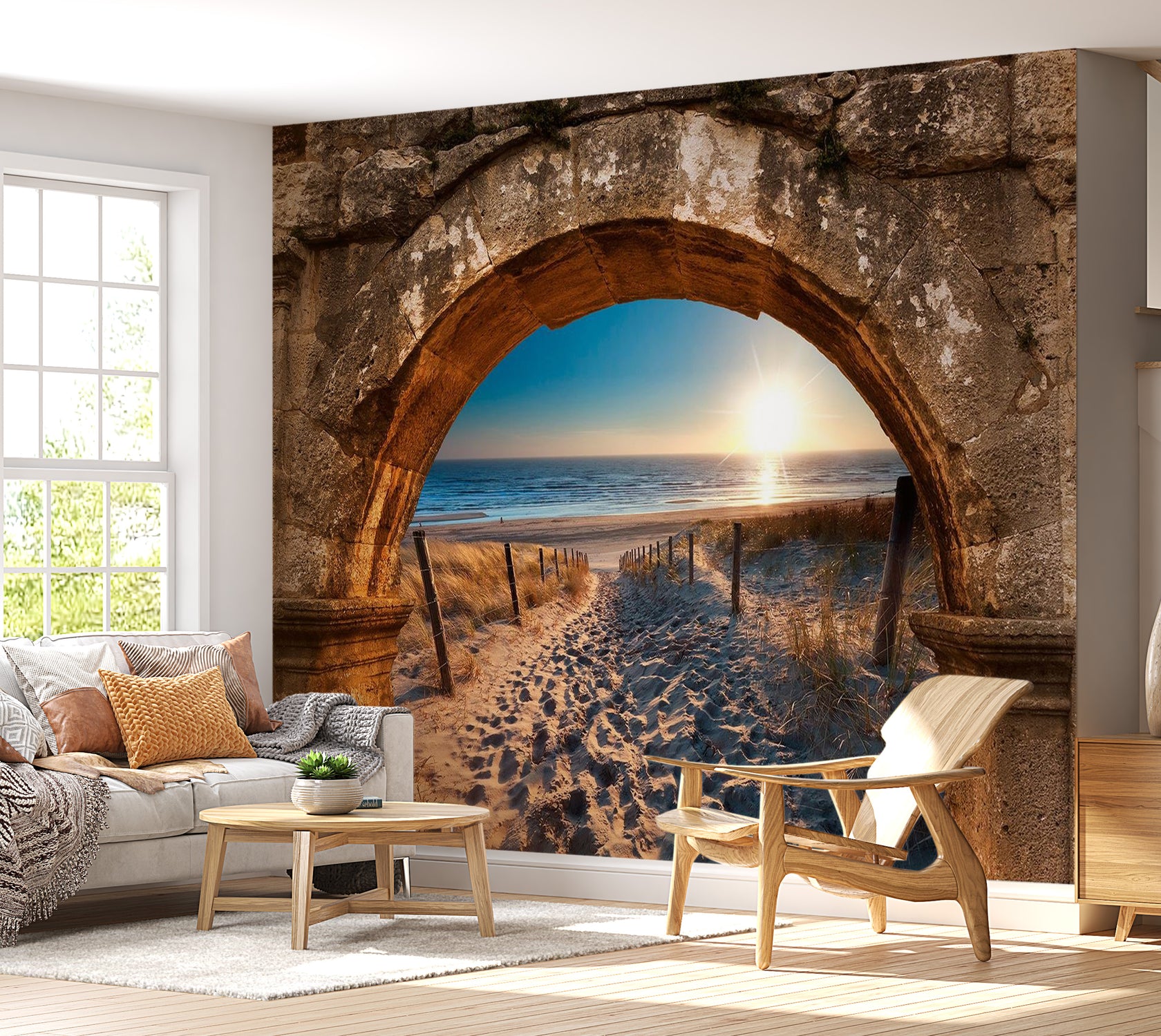 Peel & Stick Beach Wall Mural - Arch And Beach - Removable Wall Decals