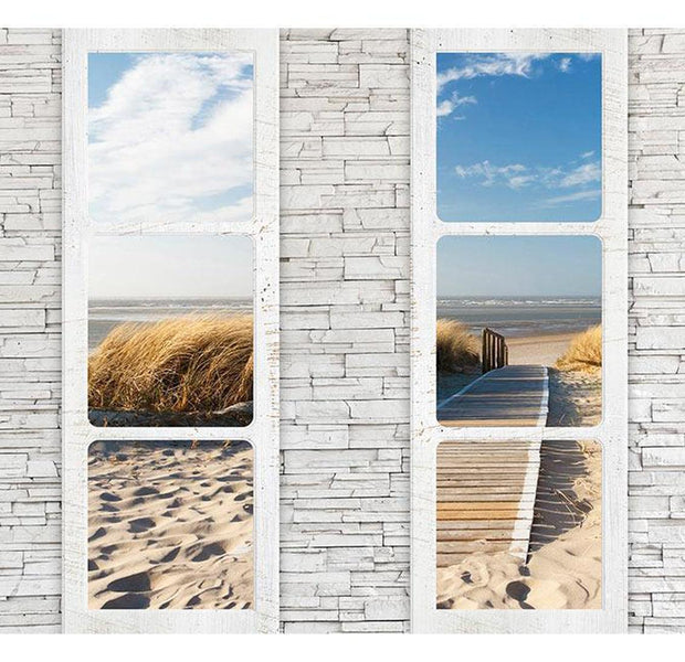 Peel & Stick Beach Wall Mural - Beach View From Window - Removable Wall Decals