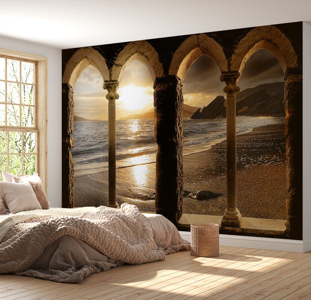 Peel & Stick Beach Wall Mural - Castle On The Beach - Removable Wall Decals