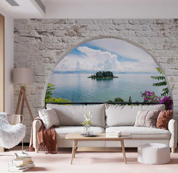 Peel & Stick Beach Wall Mural - Corfu Island - Removable Wall Decals