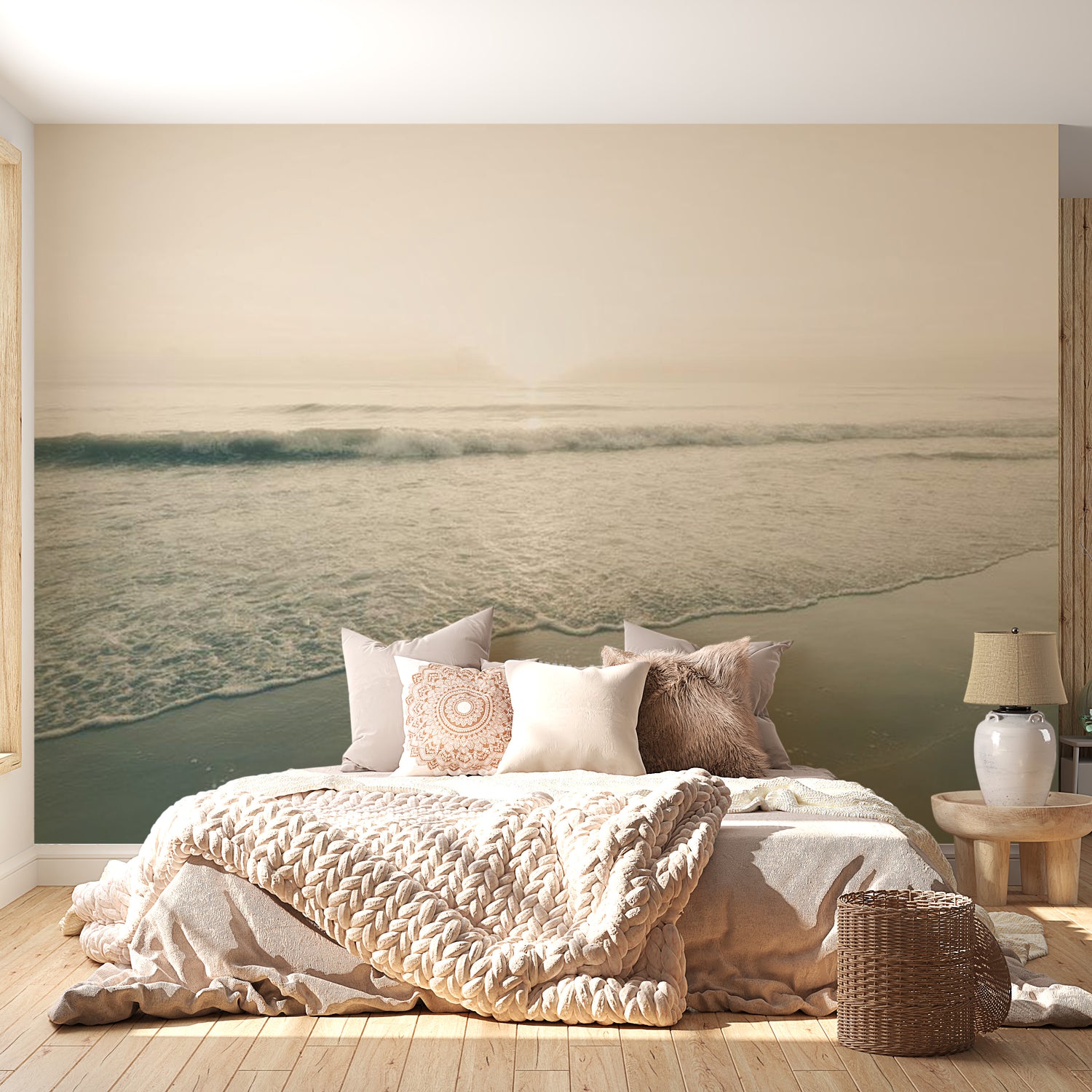 Peel & Stick Beach Wall Mural - Morning Ocean View - Removable Wall Decals