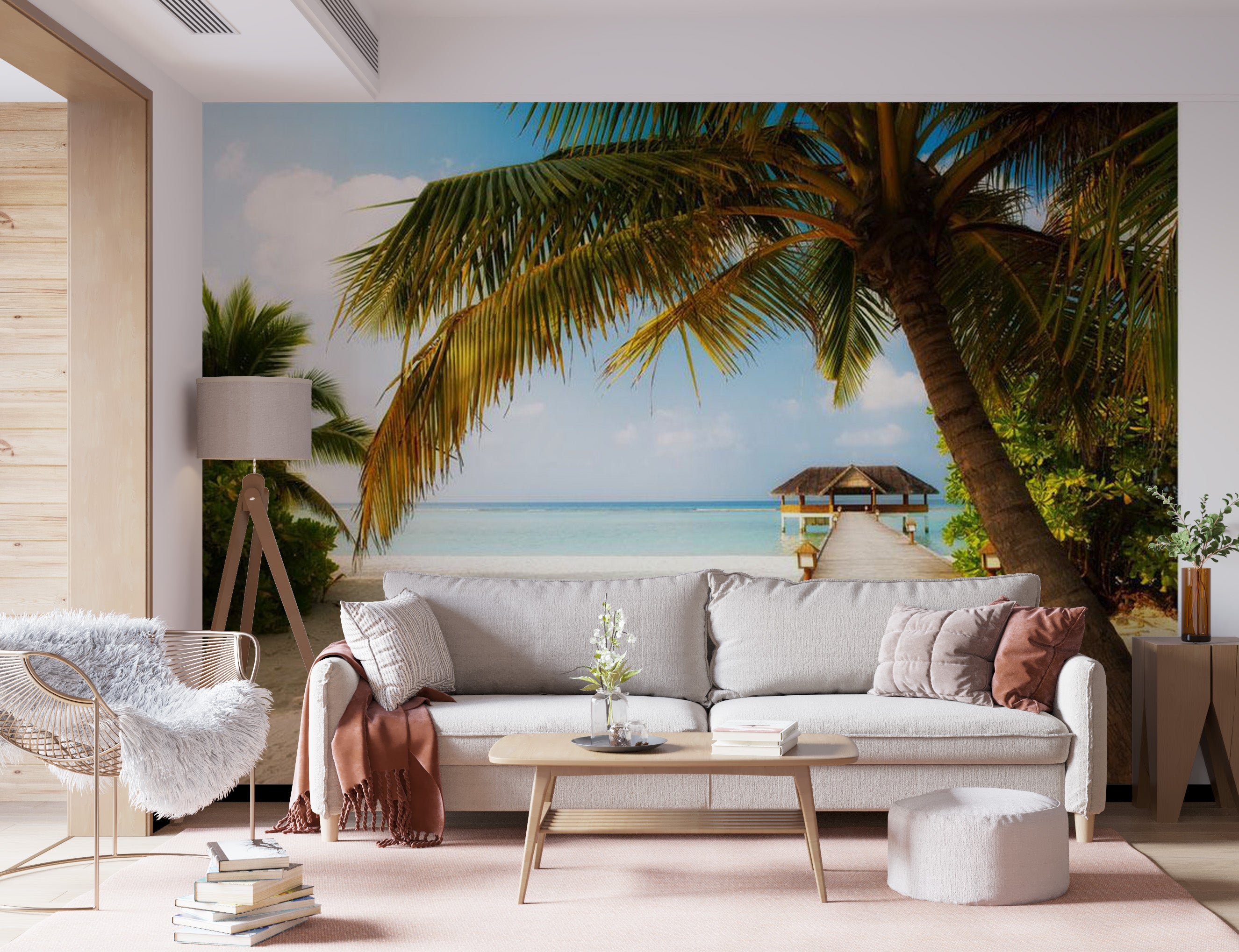 Peel & Stick Beach Wall Mural - Paradise Beach - Removable Wall Decals