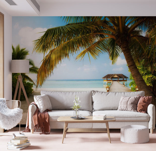 Peel & Stick Beach Wall Mural - Paradise Beach - Removable Wall Decals