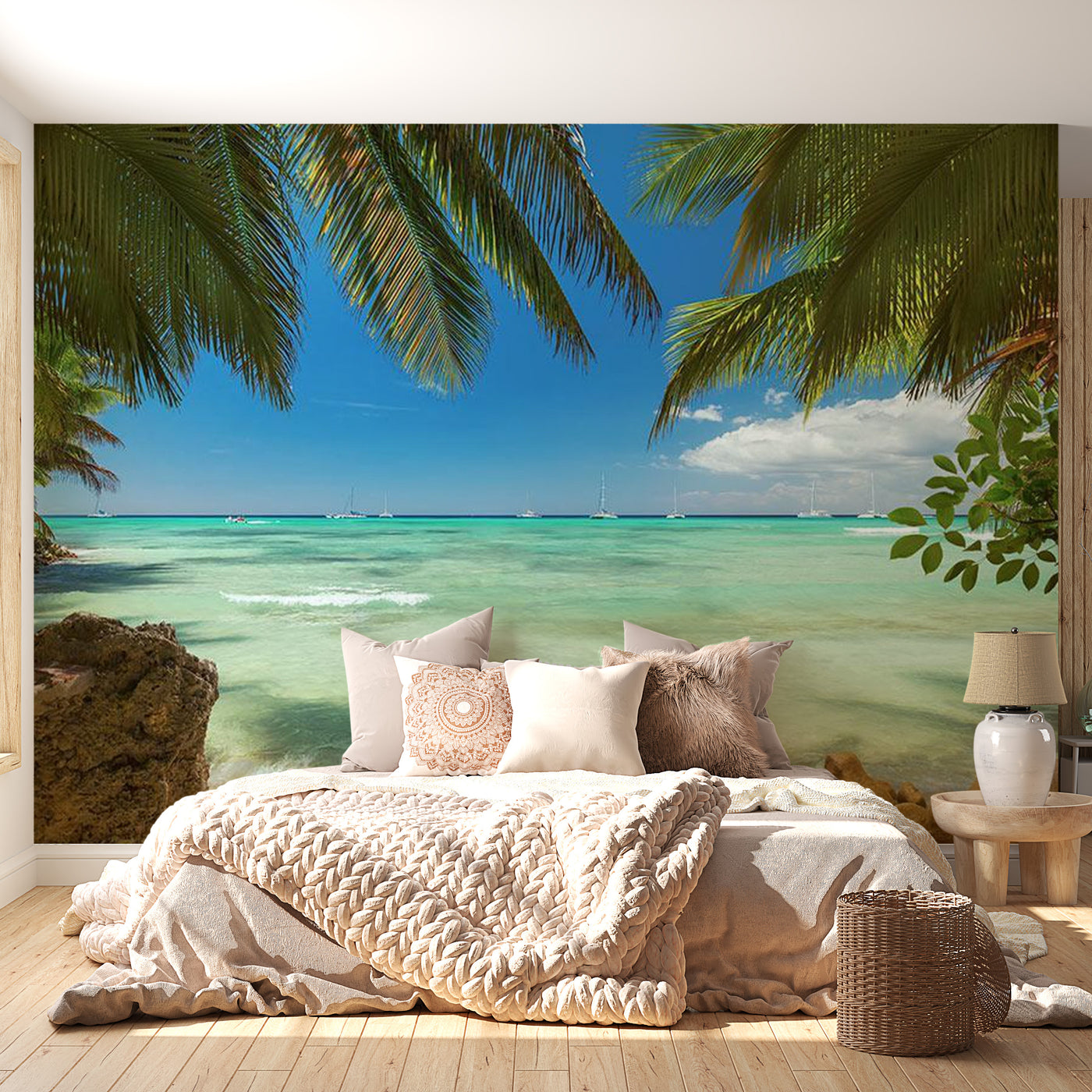 Peel & Stick Beach Wall Mural - Relaxing On The Beach - Removable Wall Decals
