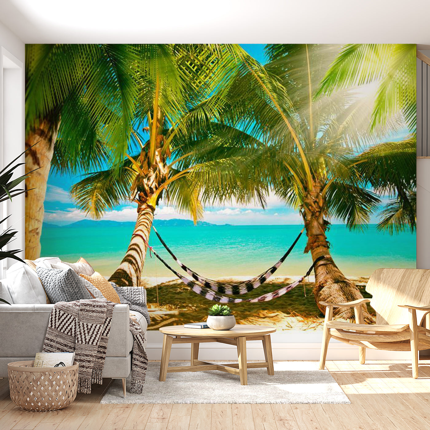 Peel & Stick Beach Wall Mural - Sunny Duo - Removable Wall Decals