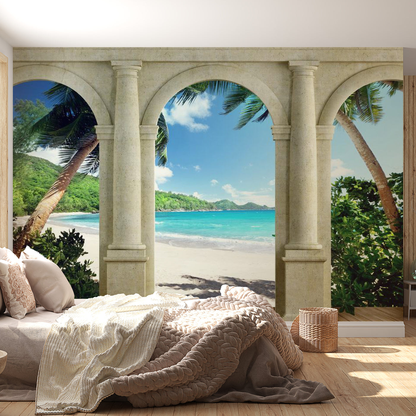 Peel & Stick Beach Wall Mural - Sunny Morning - Removable Wall Decals