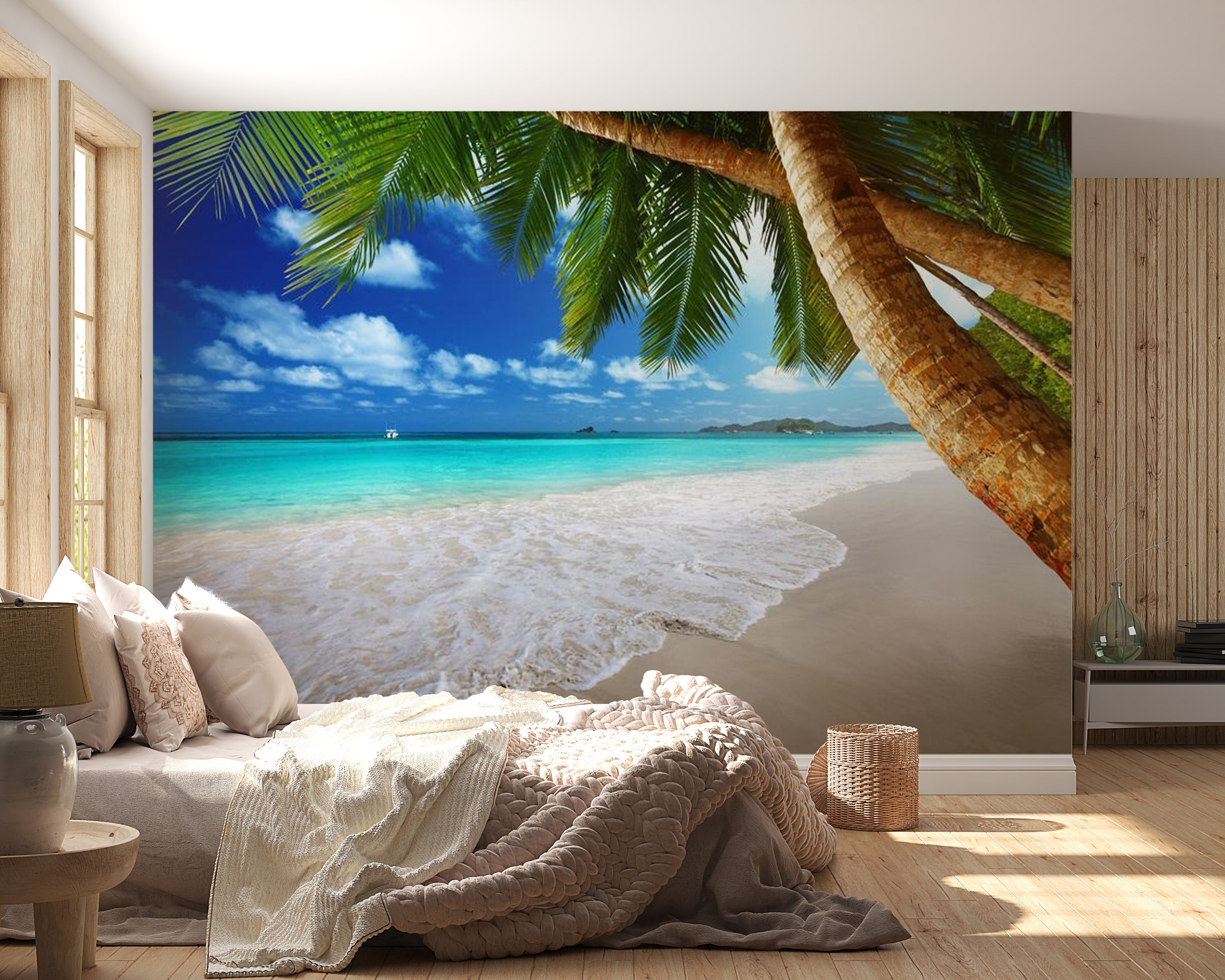 Peel & Stick Beach Wall Mural - Tropical Island - Removable Wall Decals