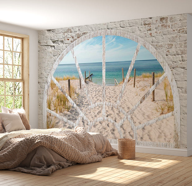 Peel & Stick Beach Wall Mural - Window View - Beach - Removable Wall Decals