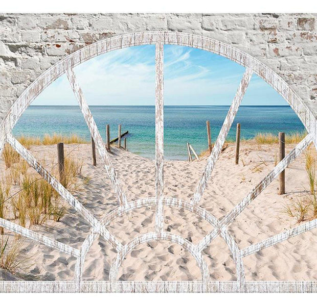 Peel & Stick Beach Wall Mural - Window View - Beach - Removable Wall Decals