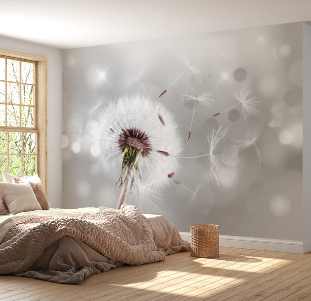 Peel & Stick Botanical Wall Mural - Dandelion Grasping The Invisible - Removable Wall Decals
