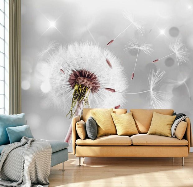 Peel & Stick Botanical Wall Mural - Dandelion Grasping The Invisible - Removable Wall Decals
