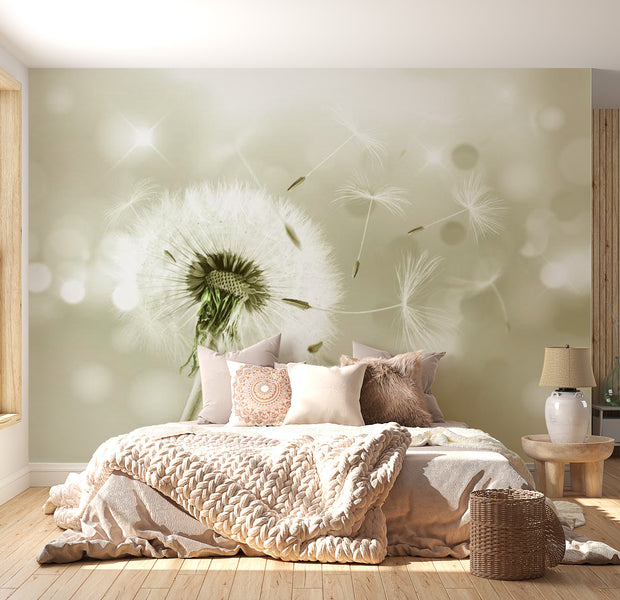 Peel & Stick Botanical Wall Mural - Dandelion In The Wind - Removable Wall Decals