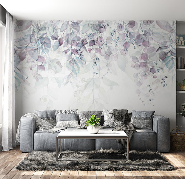 Peel & Stick Botanical Wall Mural - Pastel Gentle Touch Of Nature - Removable Wall Decals
