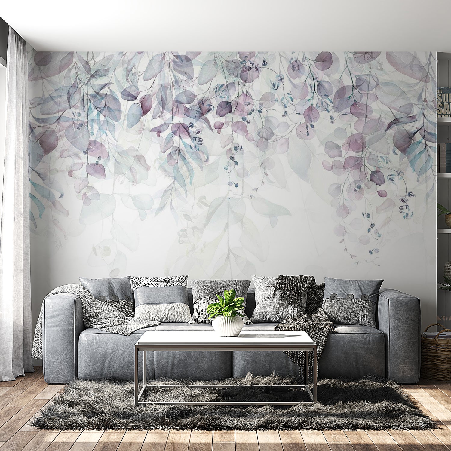 Peel & Stick Botanical Wall Mural - Pastel Gentle Touch Of Nature - Removable Wall Decals