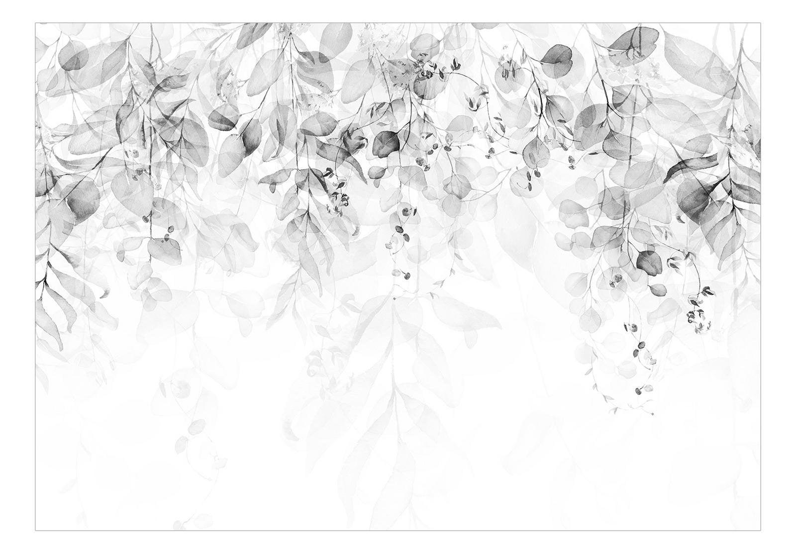 Peel & Stick Botanical Wall Mural - Grey Gentle Touch Of Nature - Removable Wall Decals