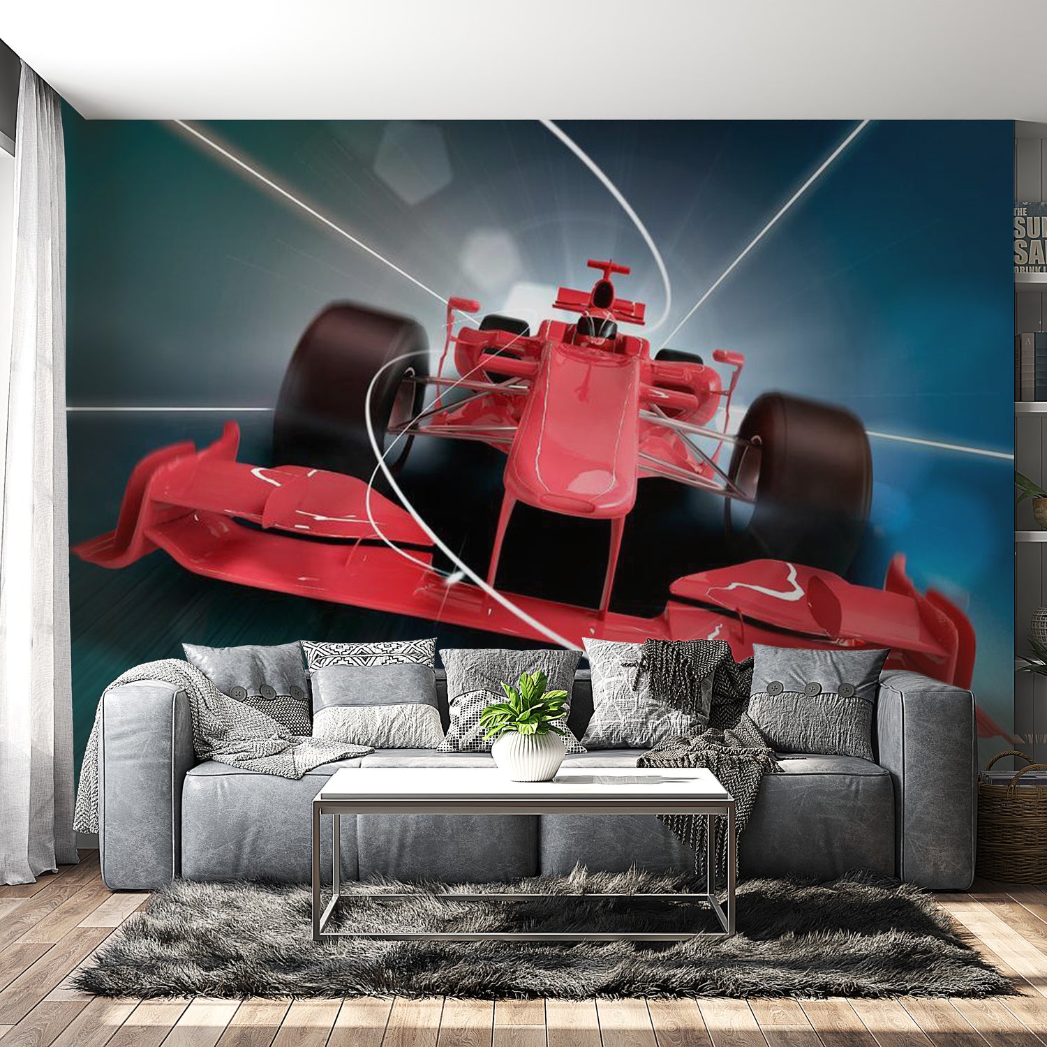Peel & Stick Car Racing Wall Mural - Formula 1 Car - Removable Wall Decals