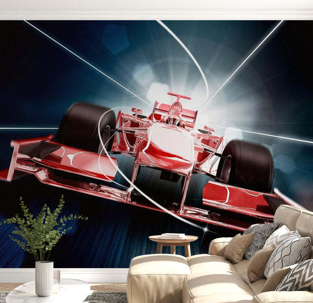 Peel & Stick Car Racing Wall Mural - Formula 1 Race - Removable Wall Decals