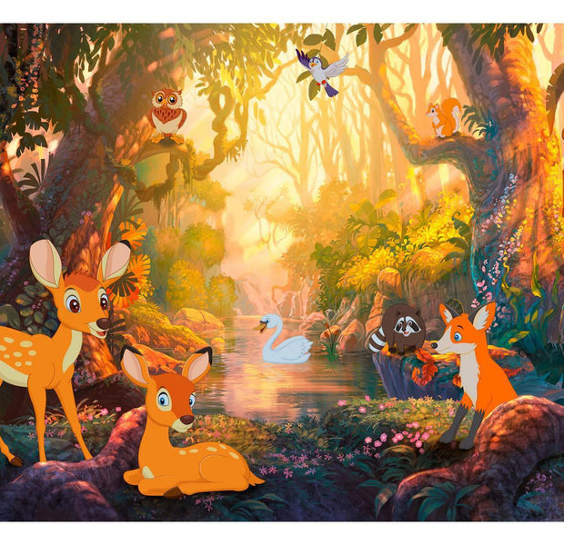 Peel & Stick Cartoon Wall Mural - Animals In The Forest - Removable Wall Decals