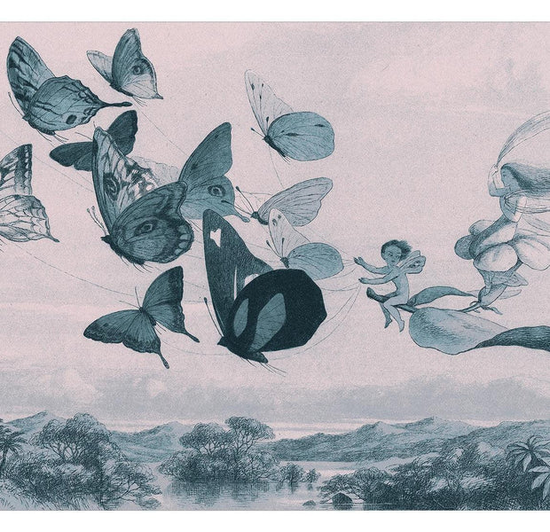 Peel & Stick Fantasy Wall Mural - Butterflies And Fairy - Removable Wall Decals