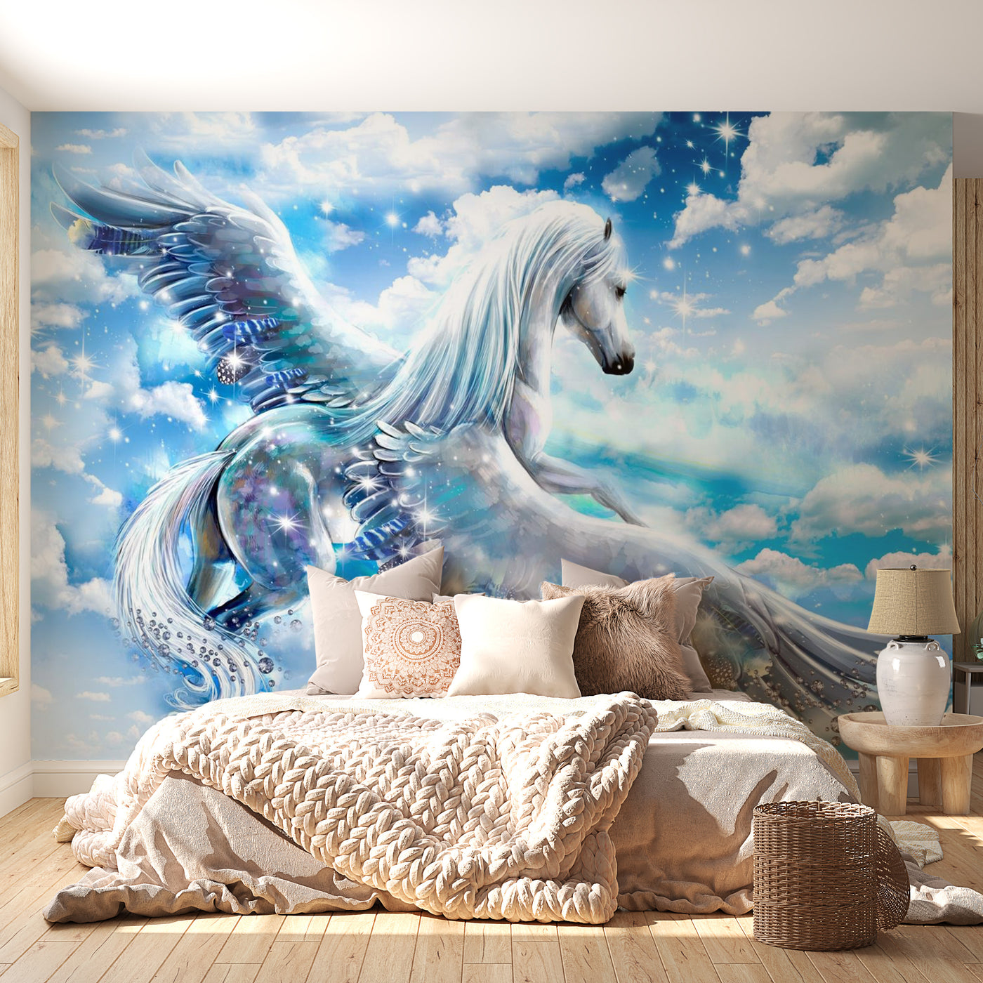 Peel & Stick Fantasy Wall Mural - Pegasus Blue - Removable Wall Decals