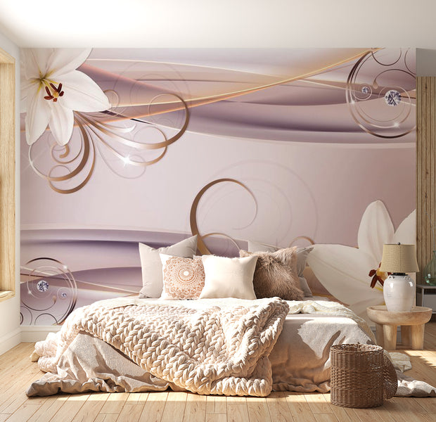 Peel & Stick Floral Wall Mural - Among The Lilies - Removable Wall Decals
