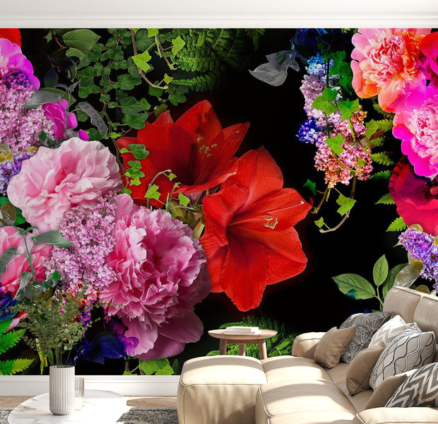 Peel & Stick Floral Wall Mural - Bright Flowers Bouquet - Removable Wall Decals