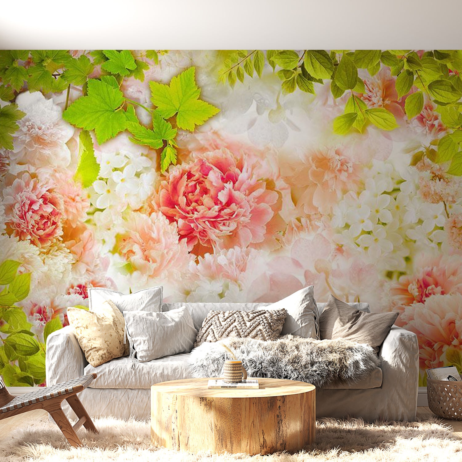 Peel & Stick Floral Wall Mural - Bright Peonies - Removable Wall Decals