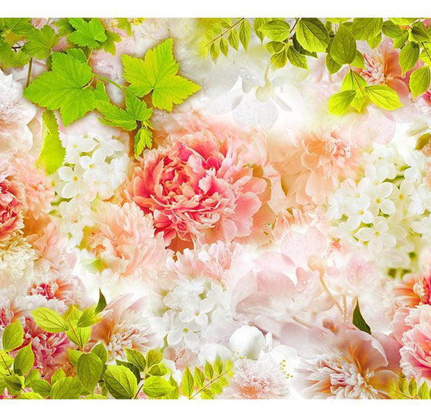 Peel & Stick Floral Wall Mural - Bright Peonies - Removable Wall Decals