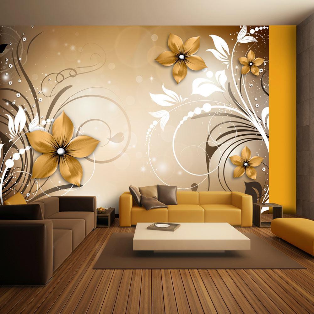 Peel & Stick Floral Wall Mural - Brown Rhapsody - Removable Wall Decals