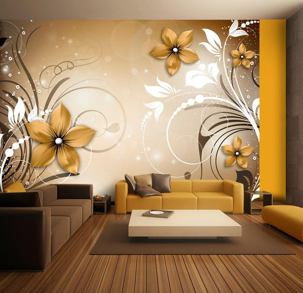 Peel & Stick Floral Wall Mural - Brown Rhapsody - Removable Wall Decals