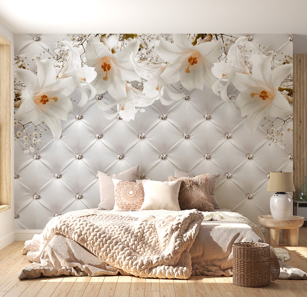 Peel & Stick Floral Wall Mural - Chesterfield And Flowers - Removable Wall Decals