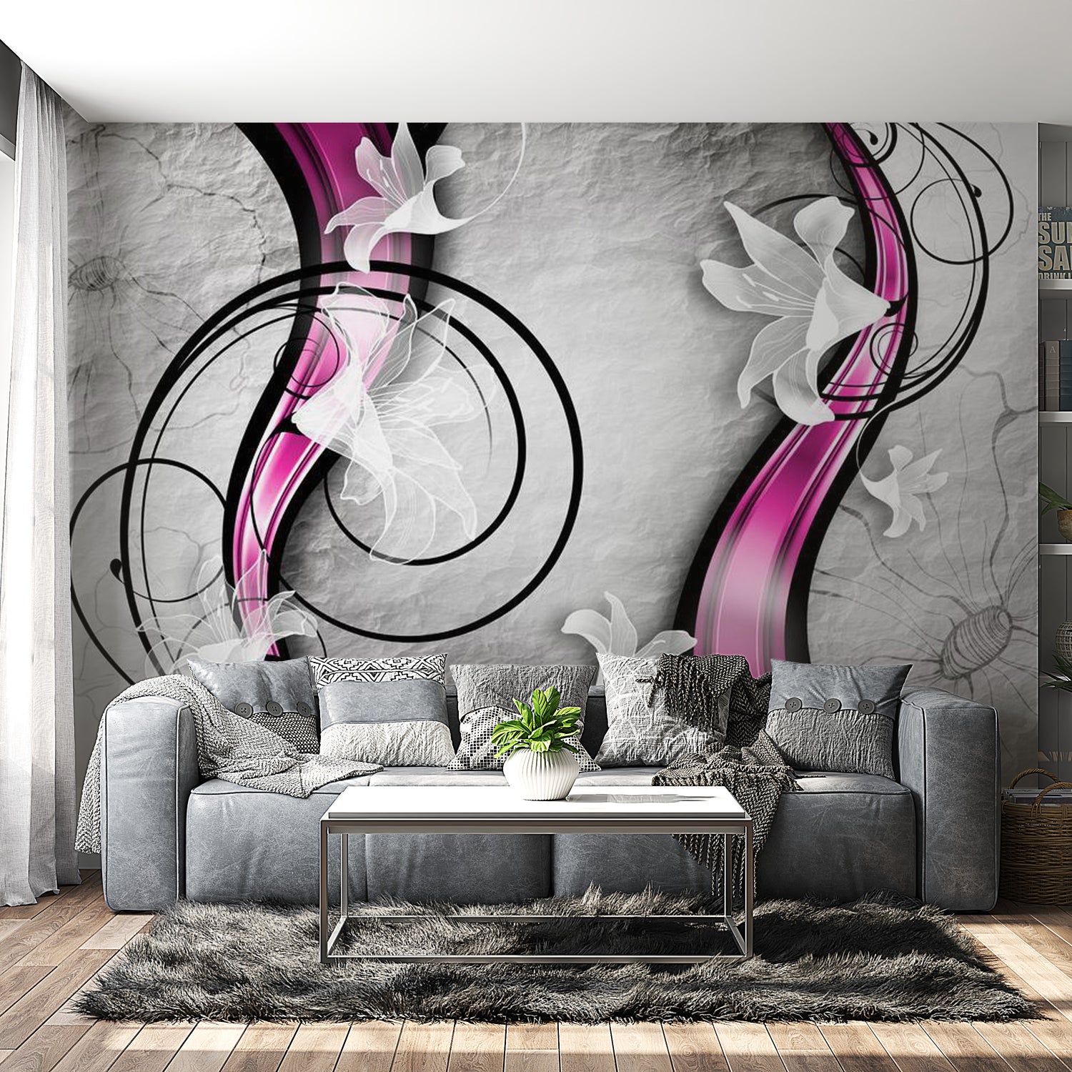 Peel & Stick Floral Wall Mural - Dance With Lilies - Removable Wall Decals