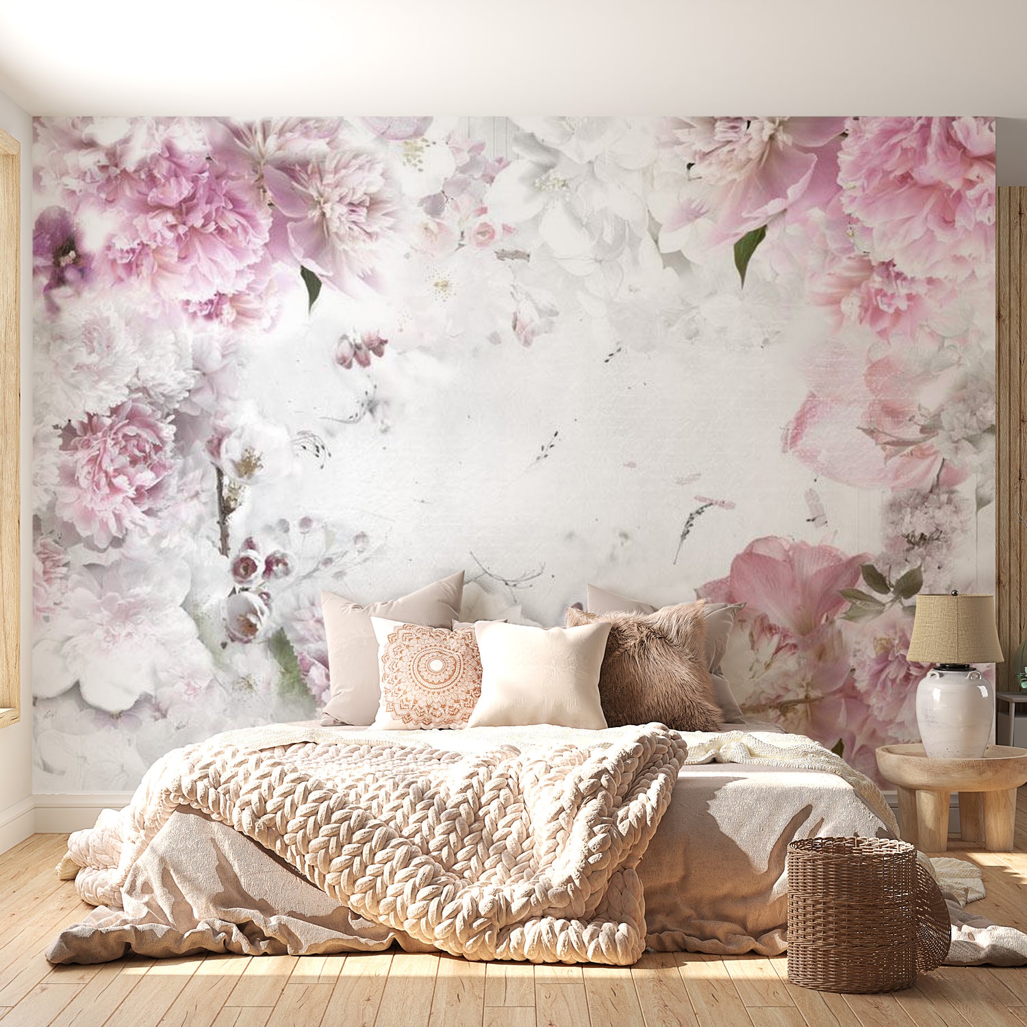 Peel & Stick Floral Wall Mural - Dancing Peonies - Removable Wall Decals