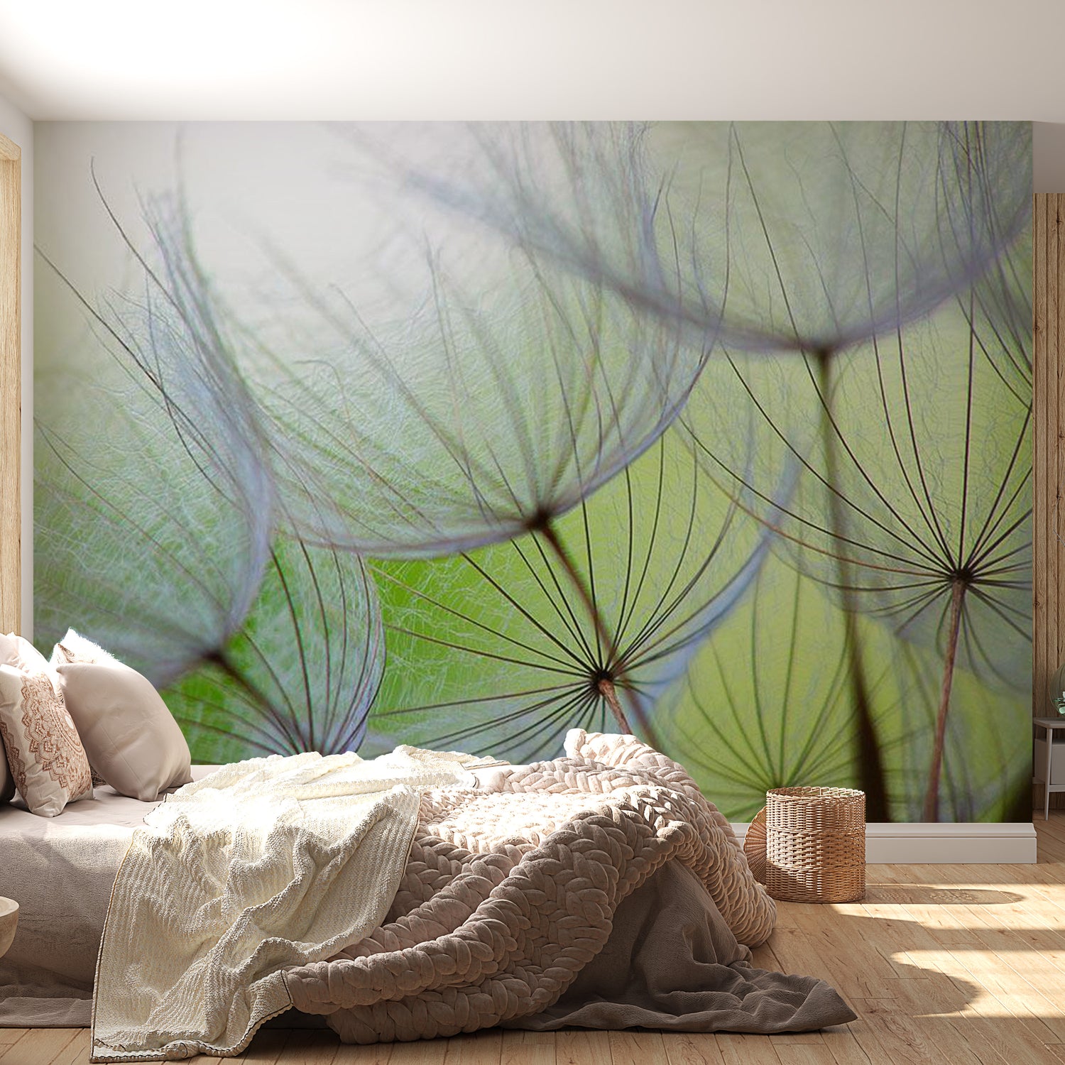 Peel & Stick Floral Wall Mural - Dandelions Closeup - Removable Wall Decals