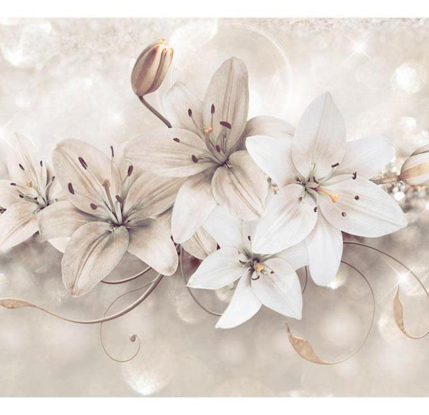 Peel & Stick Floral Wall Mural - Diamond Lilies - Removable Wall Decals