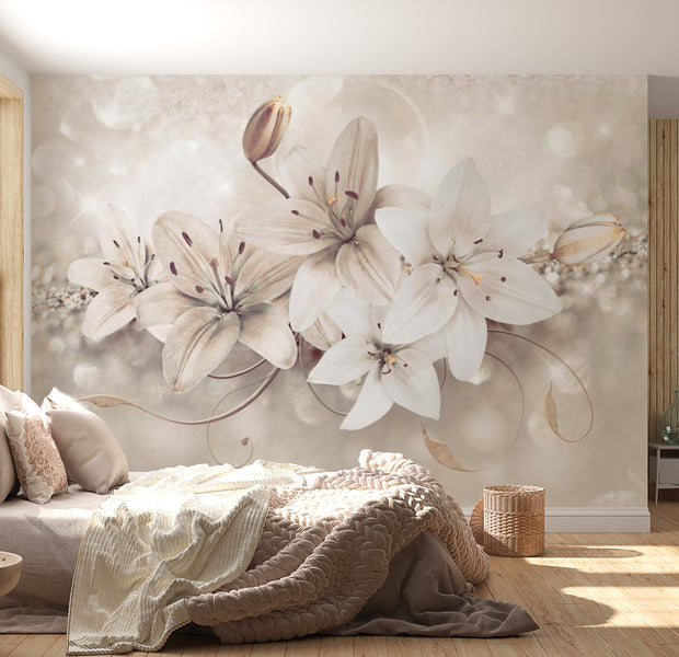 Peel & Stick Floral Wall Mural - Diamond Lilies - Removable Wall Decals