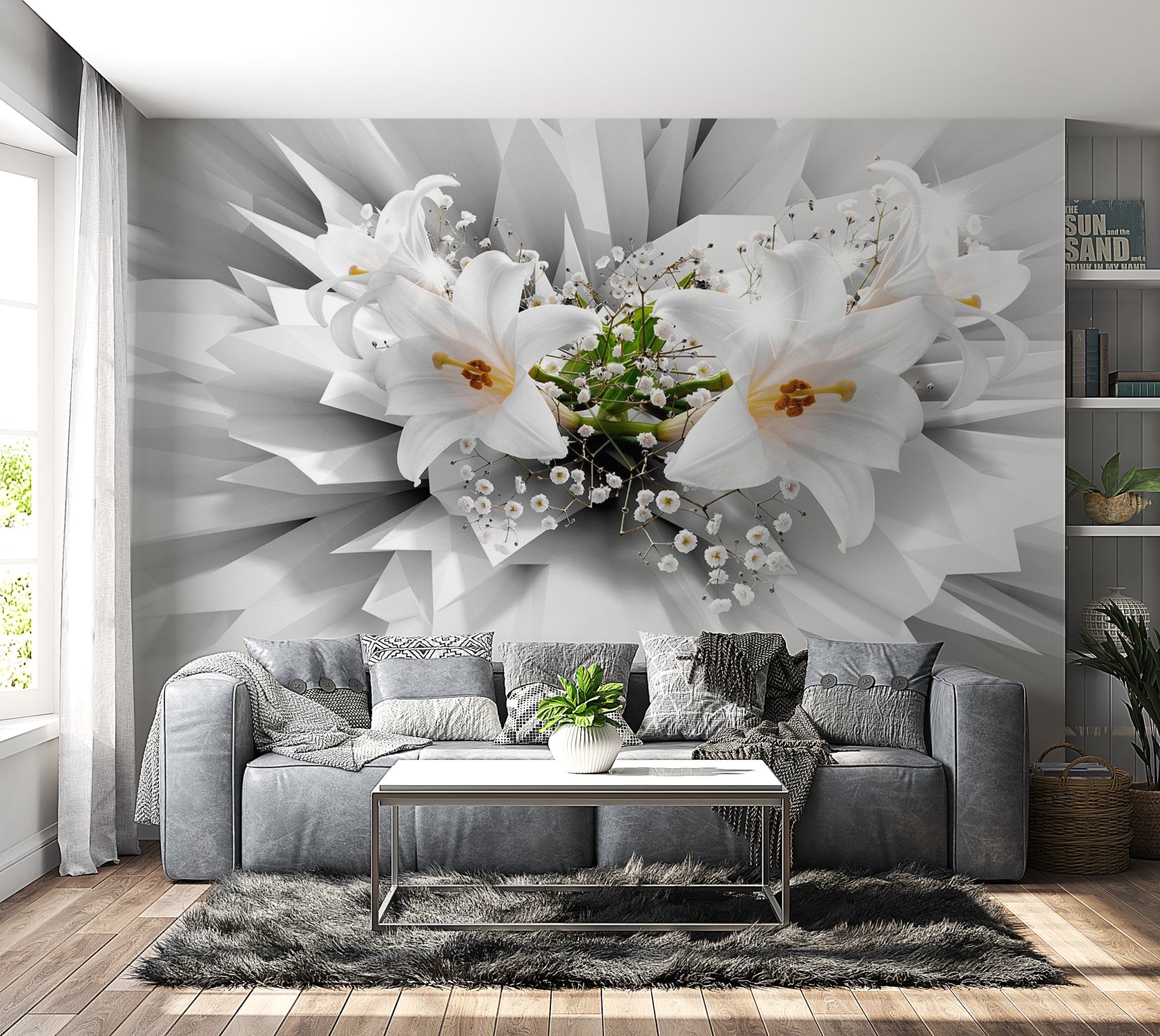 Peel & Stick Floral Wall Mural - Floral Explosion - Removable Wall Decals