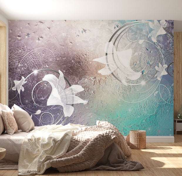 Peel & Stick Floral Wall Mural - Flowers On Glass - Removable Wall Decals