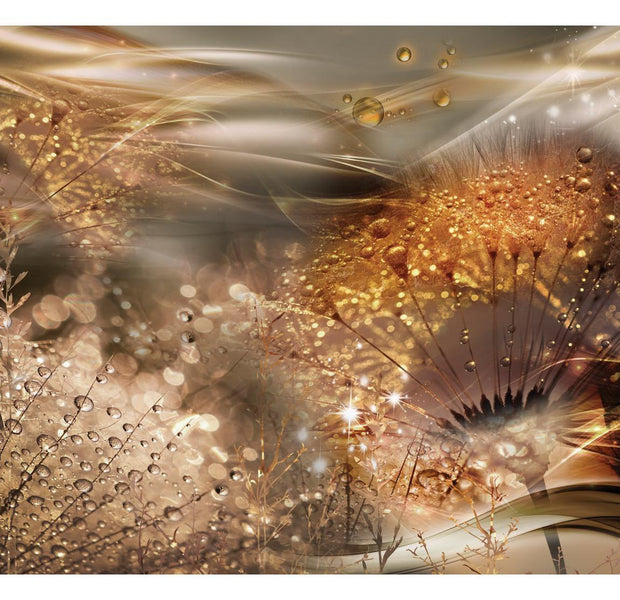 Peel & Stick Floral Wall Mural - Gold Dandelions - Removable Wall Decals