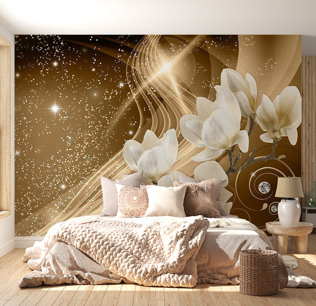 Peel & Stick Floral Wall Mural - Golden Milky Way - Removable Wall Decals