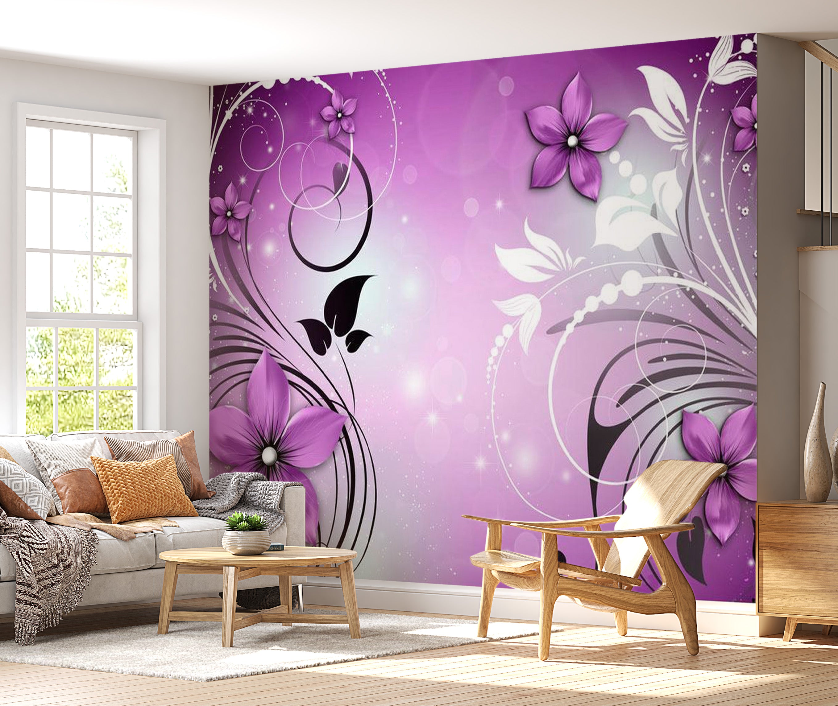 Peel & Stick Floral Wall Mural - Heather Dance - Removable Wall Decals