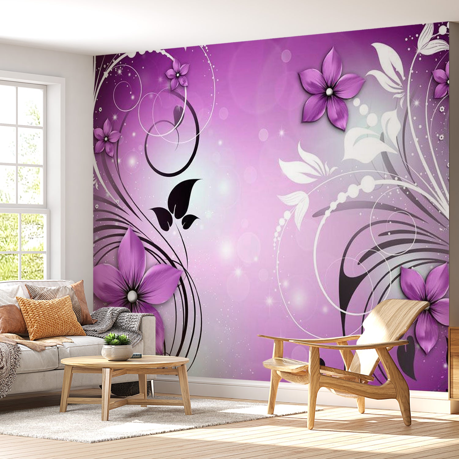 Peel & Stick Floral Wall Mural - Heather Dance - Removable Wall Decals