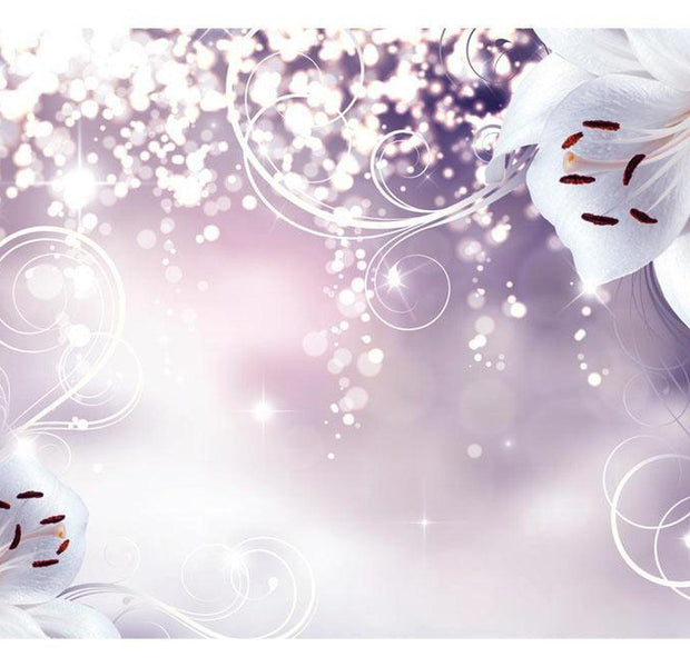 Peel & Stick Floral Wall Mural - Lilies And Glitters- Removable Wall Decals