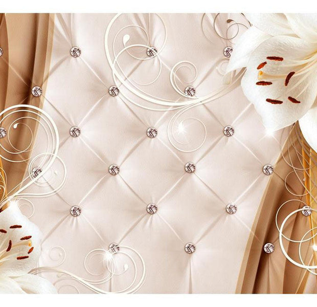 Peel & Stick Floral Wall Mural - Lilies And Gold - Removable Wall Decals