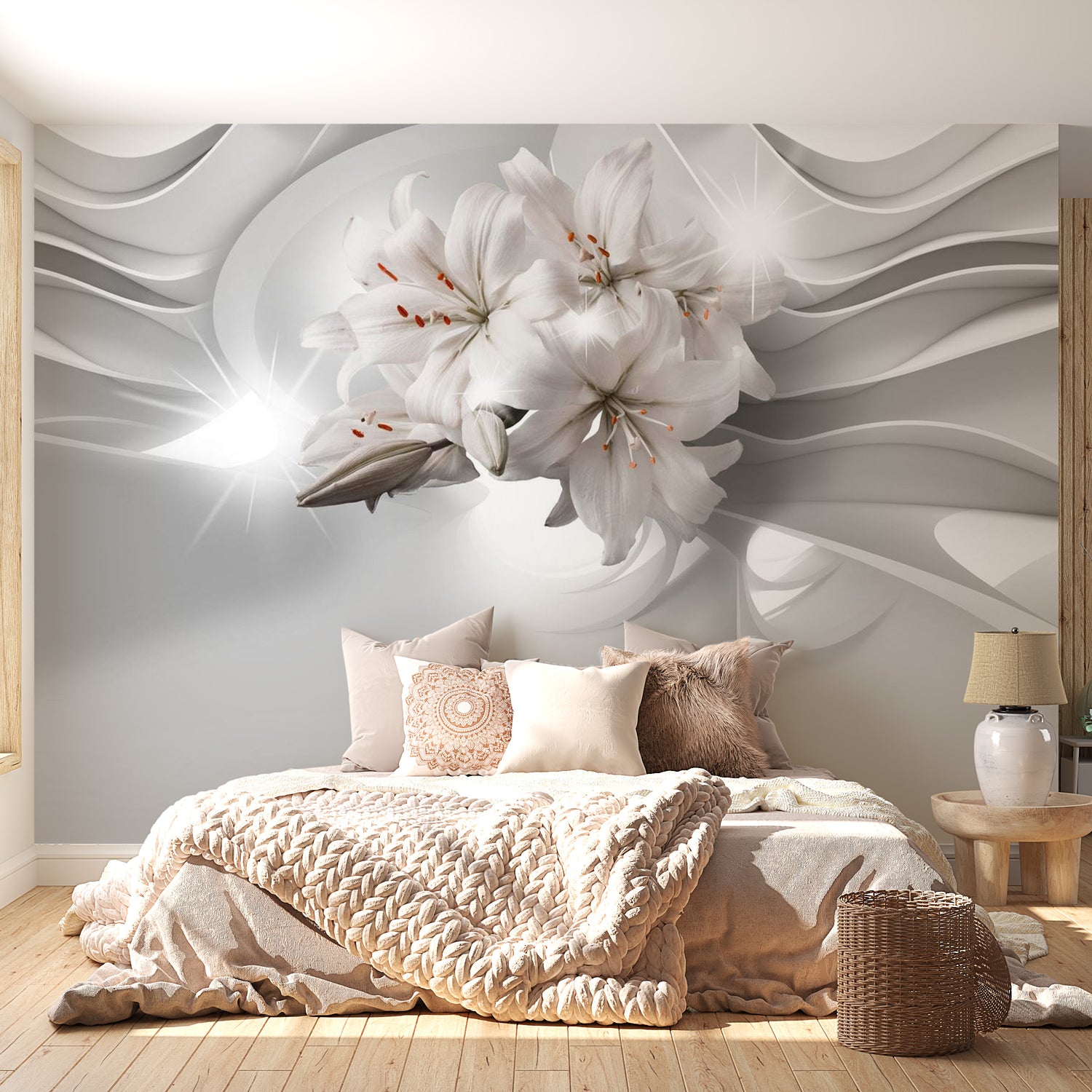 Peel & Stick Floral Wall Mural - Lilies In The Tunnel - Removable Wall Decals